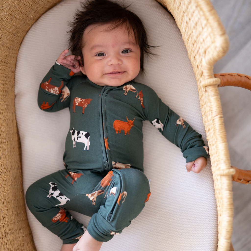Bamboo 2-Way Convertible Zip Romper | Green Cow