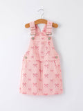 Pink Bow Denim Overall Dress for Girls