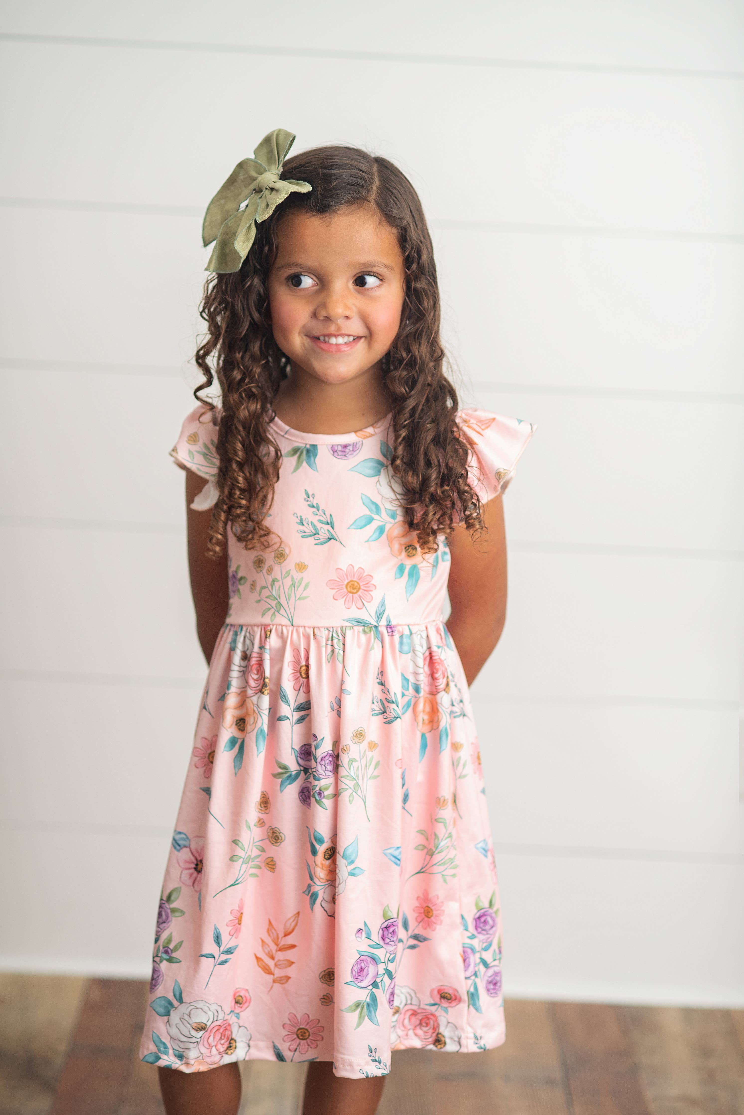 Kids Blush Dainty Floral Claire Flutter Dress