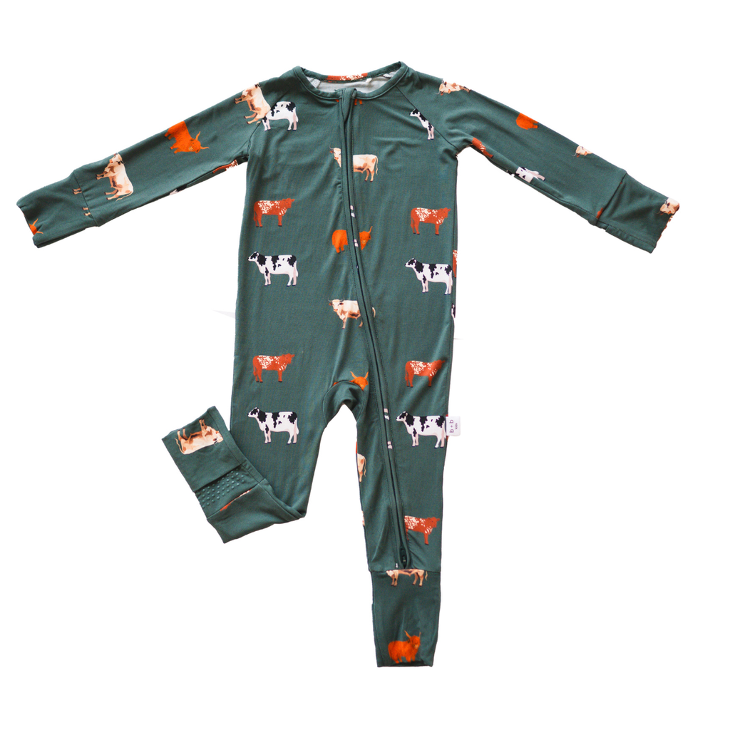 Bamboo 2-Way Convertible Zip Romper | Green Cow
