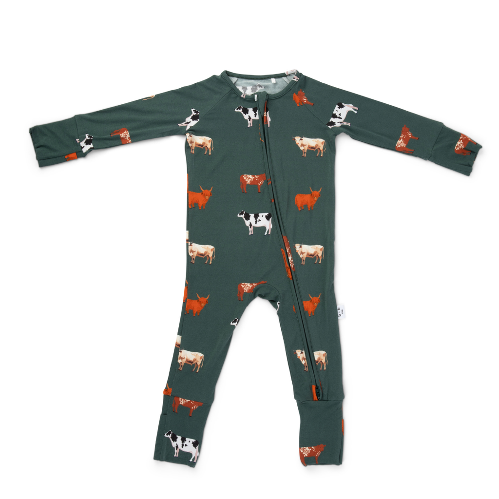 Bamboo 2-Way Convertible Zip Romper | Green Cow