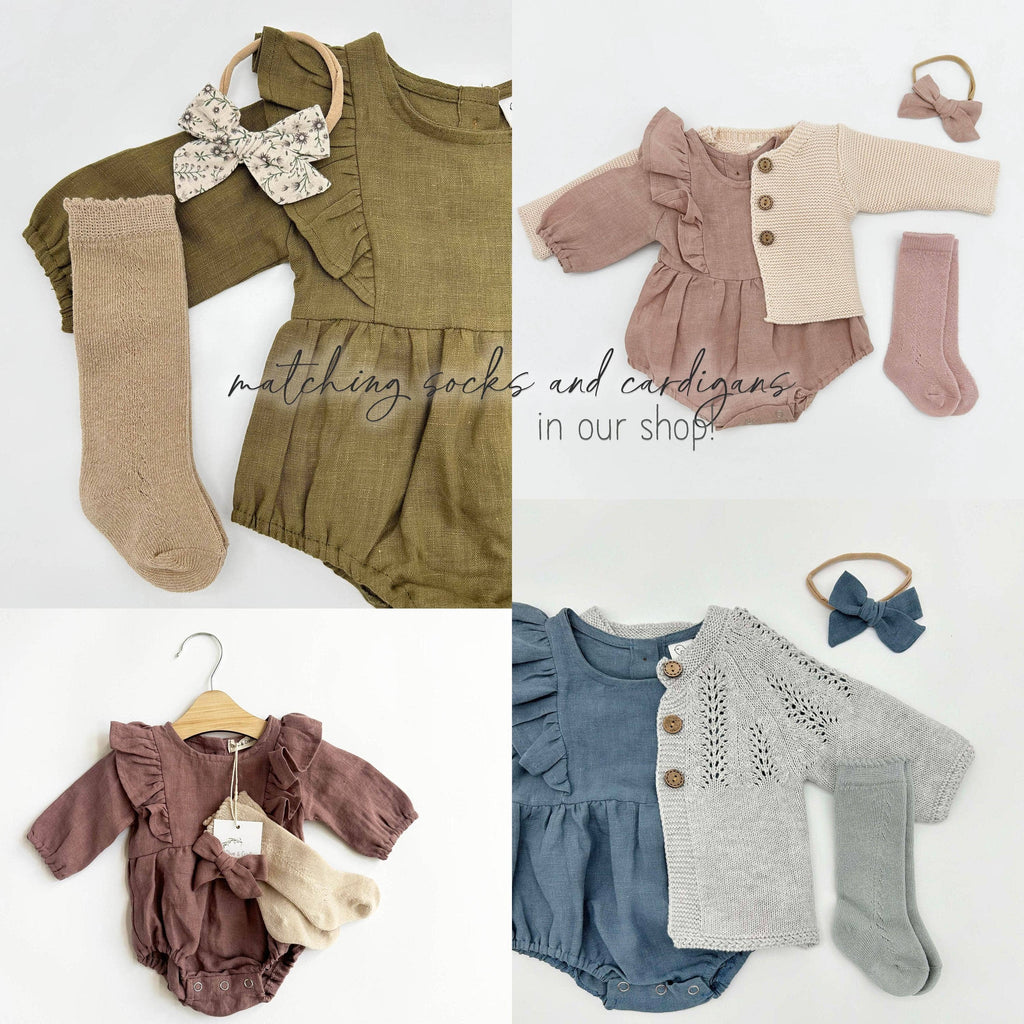 Gabriella Longsleeve Romper with Bow: Plum