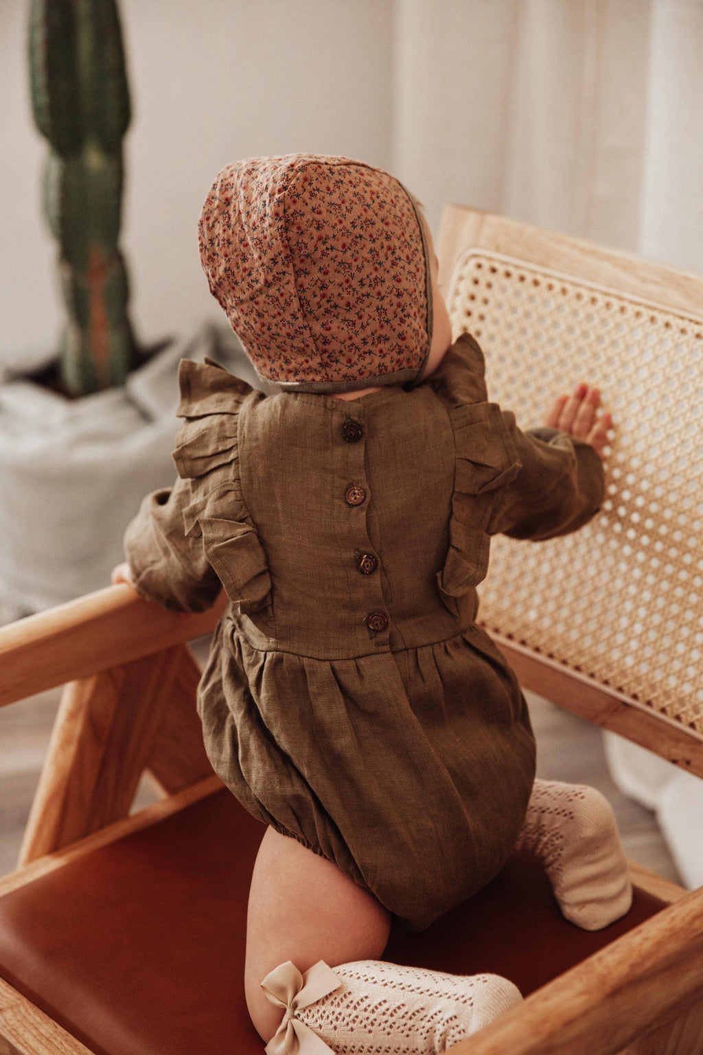 Gabriella Longsleeve Romper with Bow: Plum