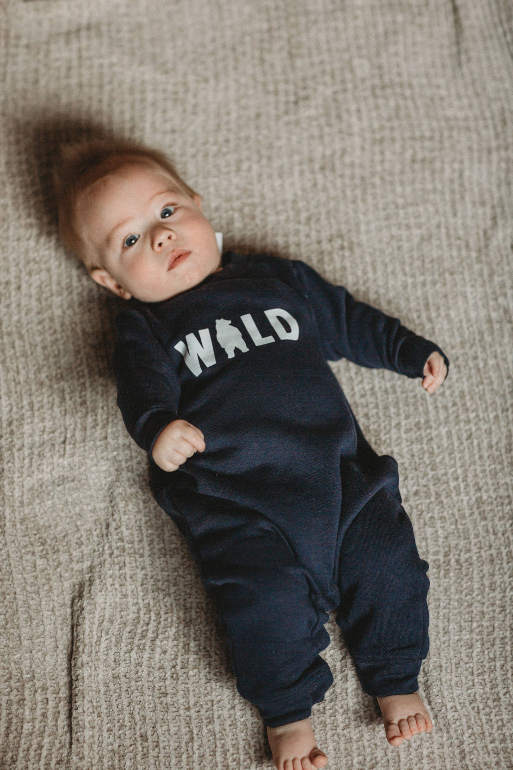 WILD Bear Infant One Piece Bodysuit: Navy