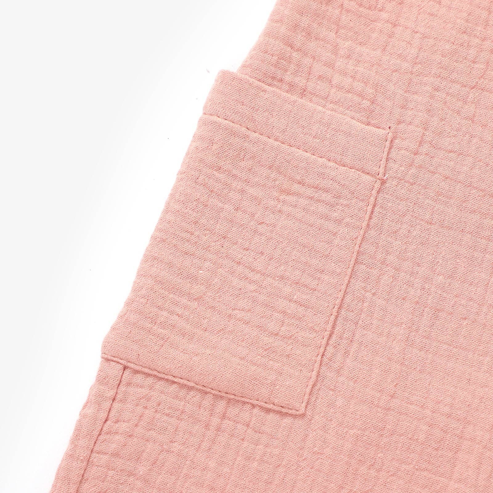 The Darcy - Sweet Pink- Organic Muslin Adjustable Overalls: Sweet Pink / Jumpsuit