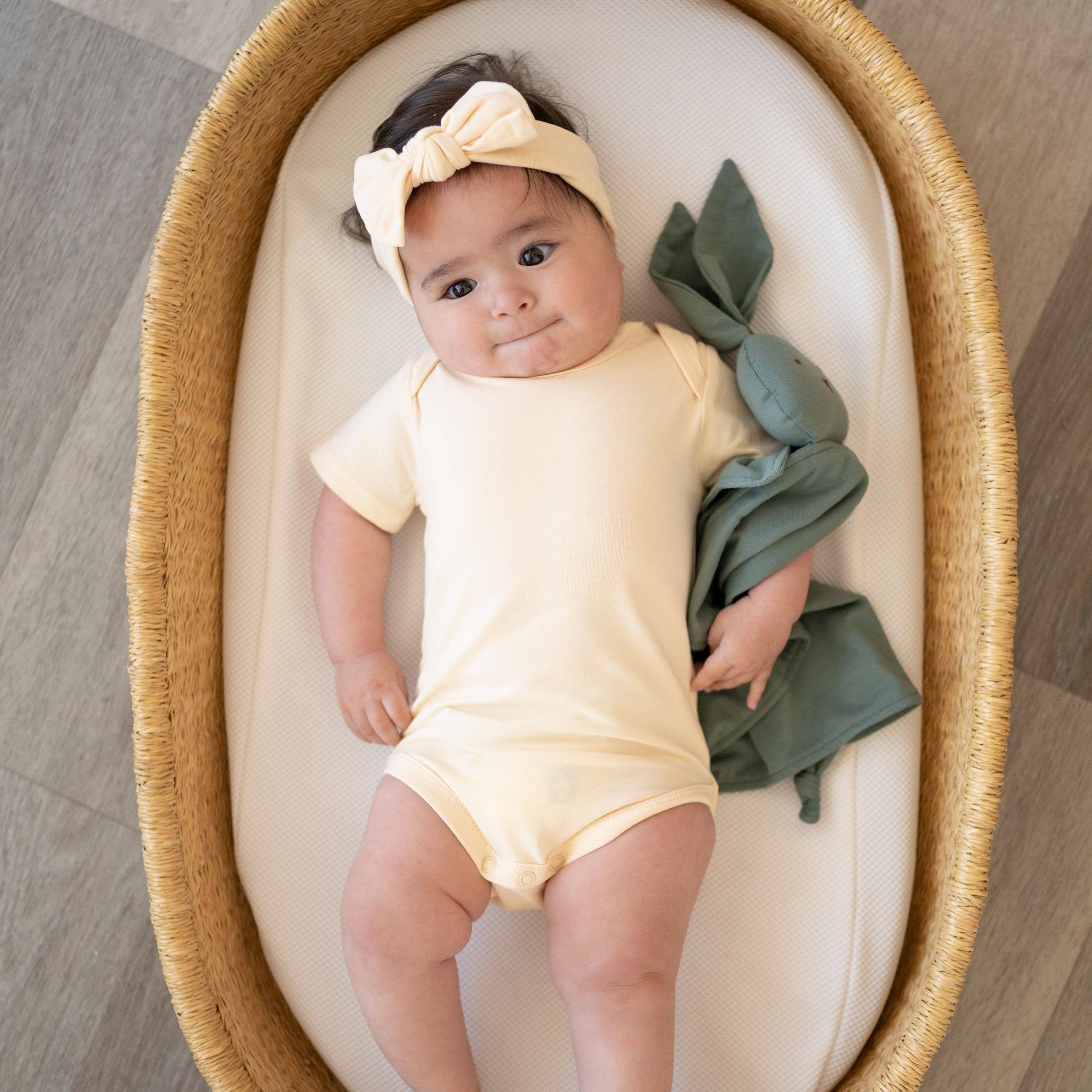 Organic Cotton Bunny Lovey – Basil Green: Basil