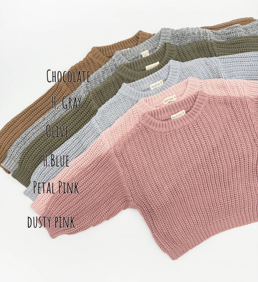 Kids Chunky Knit Sweater Dusty Pink