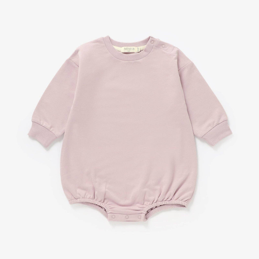 The Marley -Dusty Rose-long sleeve organic bubble romper: Dusty Rose