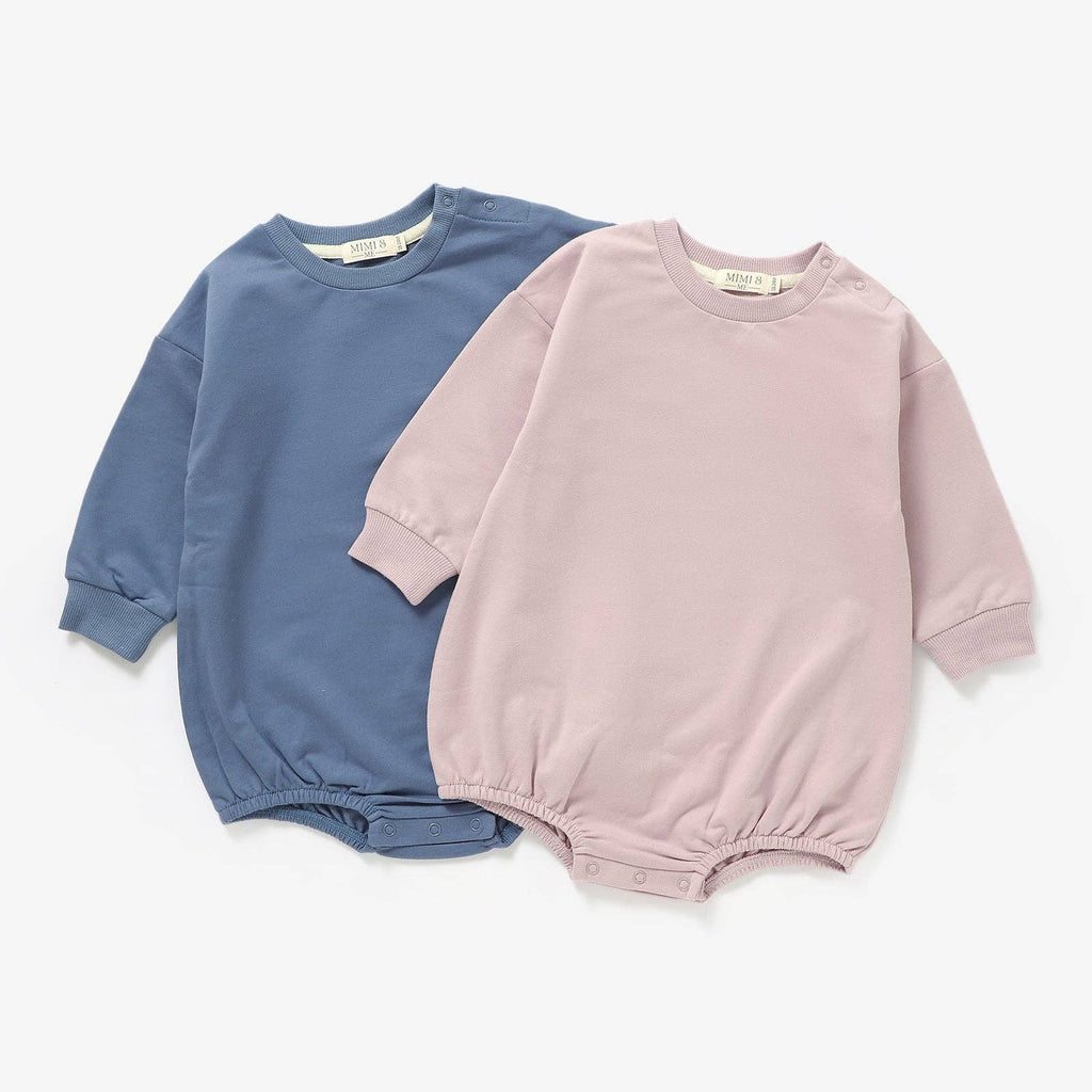 The Marley -Dusty Rose-long sleeve organic bubble romper: Dusty Rose