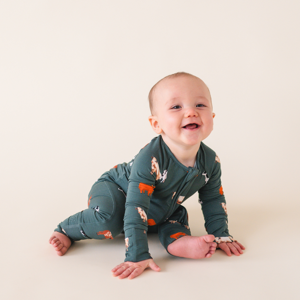 Bamboo 2-Way Convertible Zip Romper | Green Cow