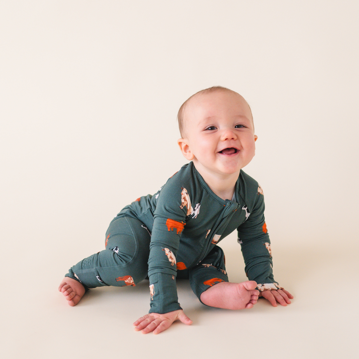 Bamboo 2-Way Convertible Zip Romper | Green Cow
