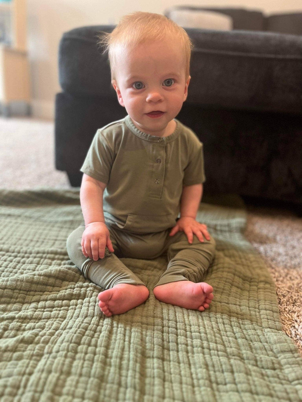 Short Sleeve Romper - Sage