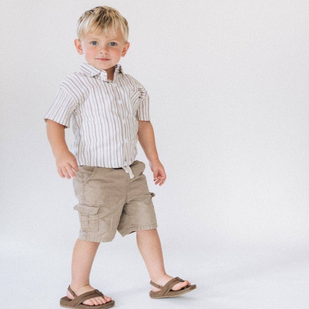 Gray Striped Button-Up
