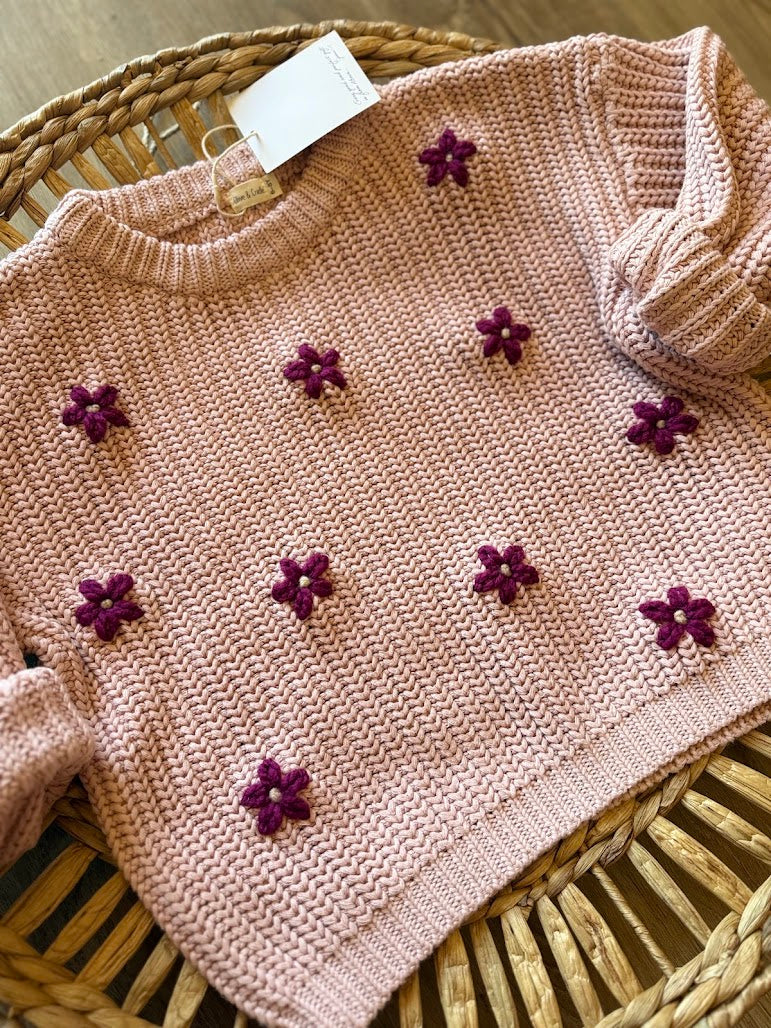Kids Chunky Knit Sweater- Petal Pink