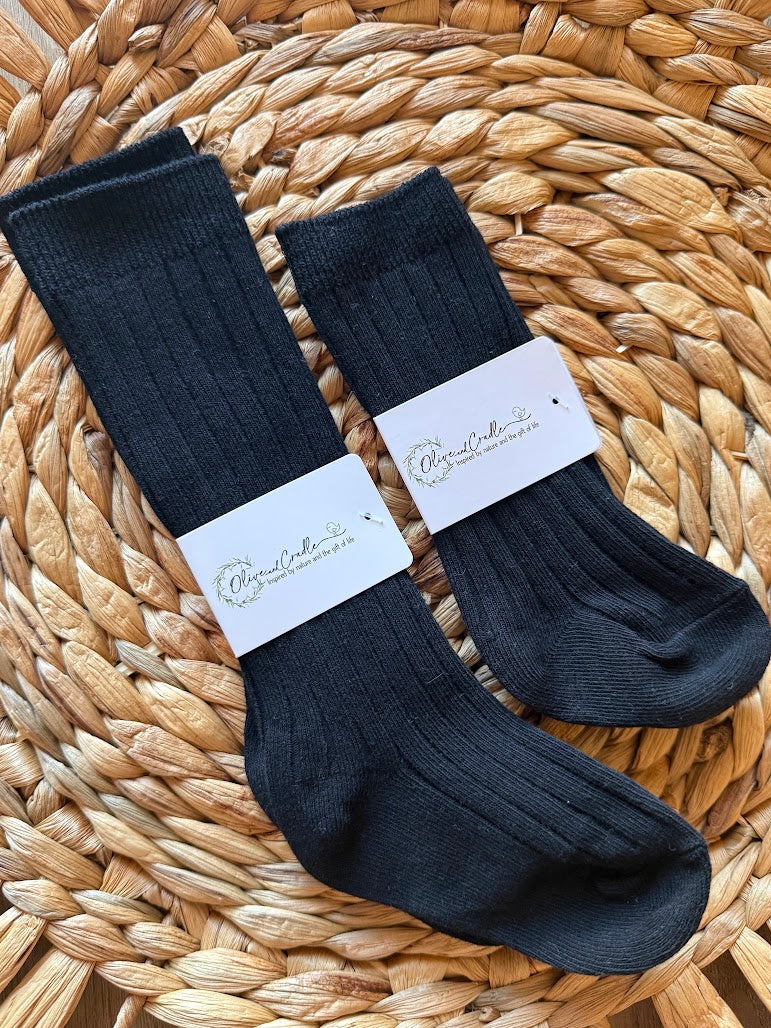 Ribbed Cotton Socks: Black