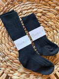 Ribbed Cotton Socks: Black