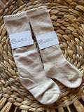 French Lace Knee High Baby Socks: Oatmeal