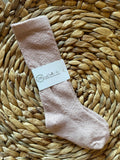 French Lace Knee High Baby Socks: Dusty pink