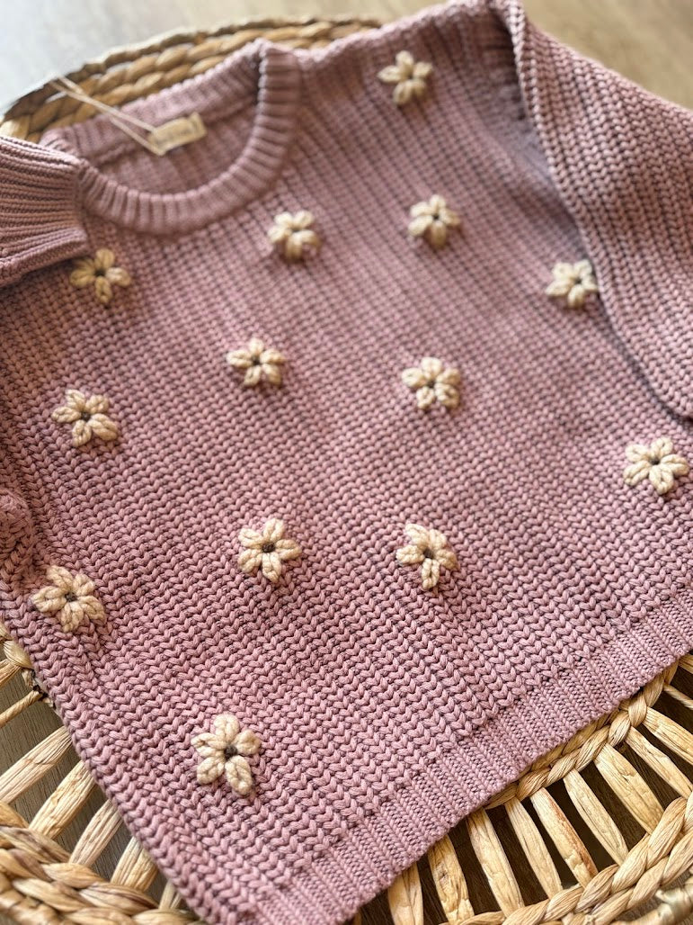 Kids Chunky Knit Sweater Dusty Pink