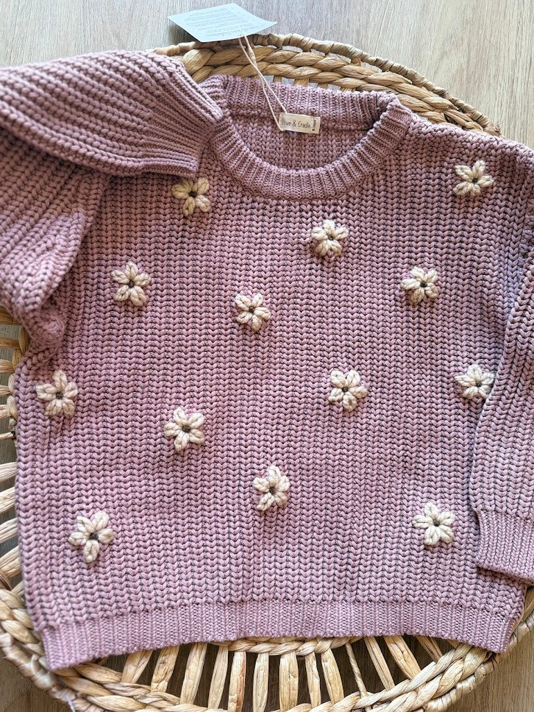 Kids Chunky Knit Sweater Dusty Pink