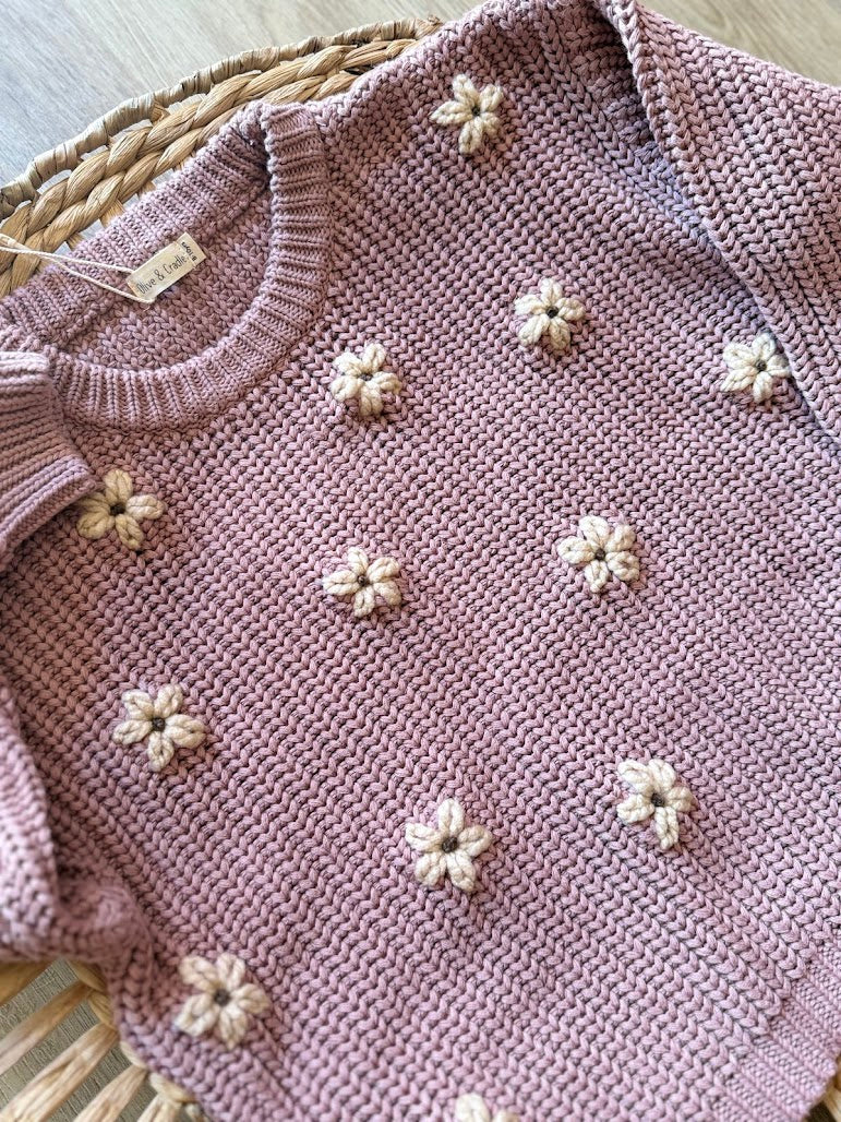 Kids Chunky Knit Sweater Dusty Pink