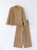 Fall Winter Outfit Knit Two-Piece Set for Girls,Brown