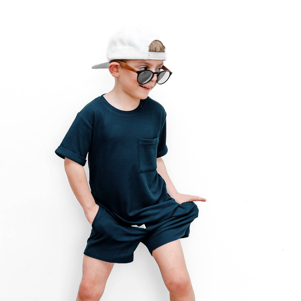 BAMBOO WAFFLE POCKET TEE - DUSK