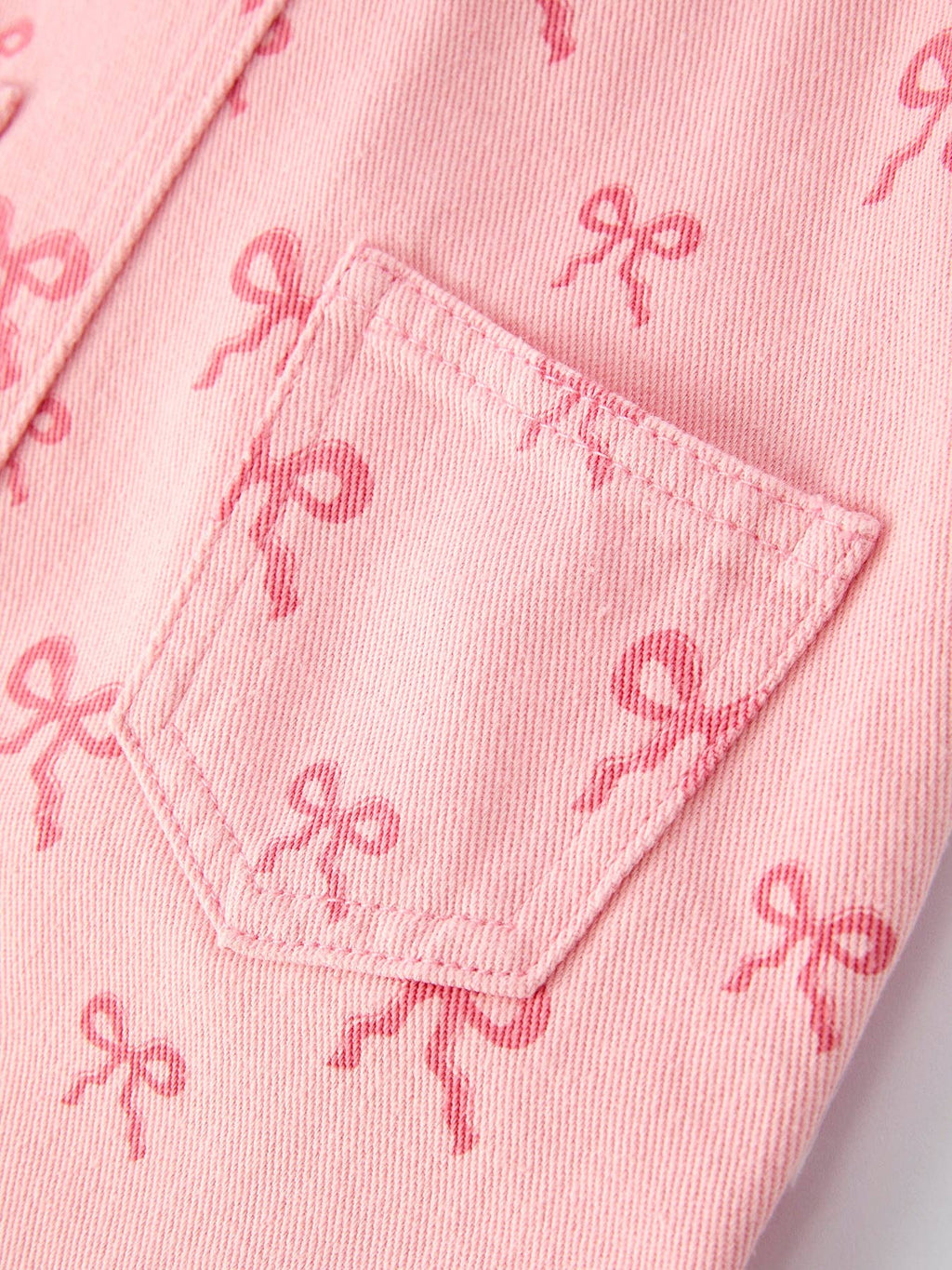 Pink Bow Denim Overall Dress for Girls