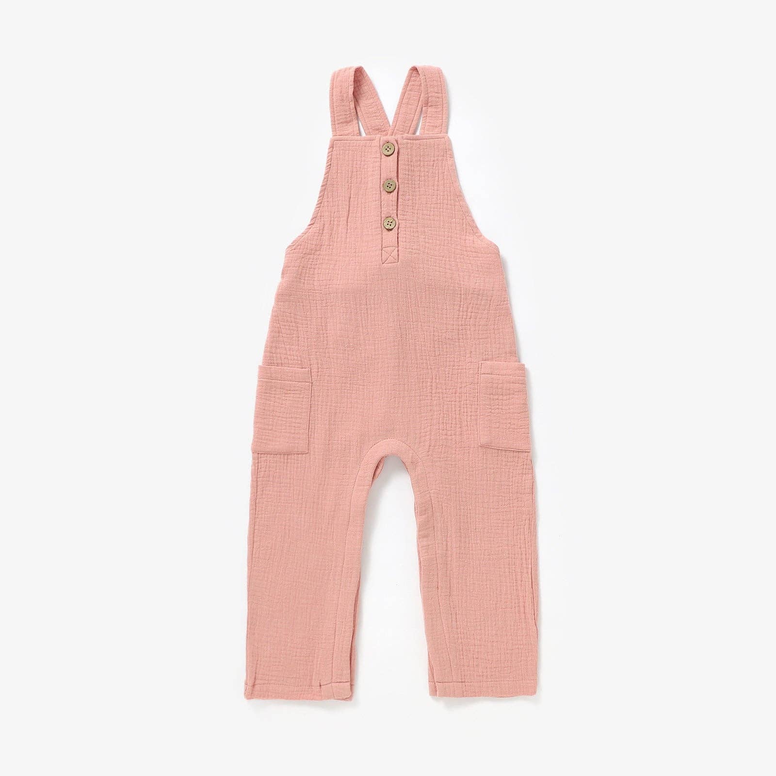 The Darcy - Sweet Pink- Organic Muslin Adjustable Overalls: Sweet Pink / Jumpsuit