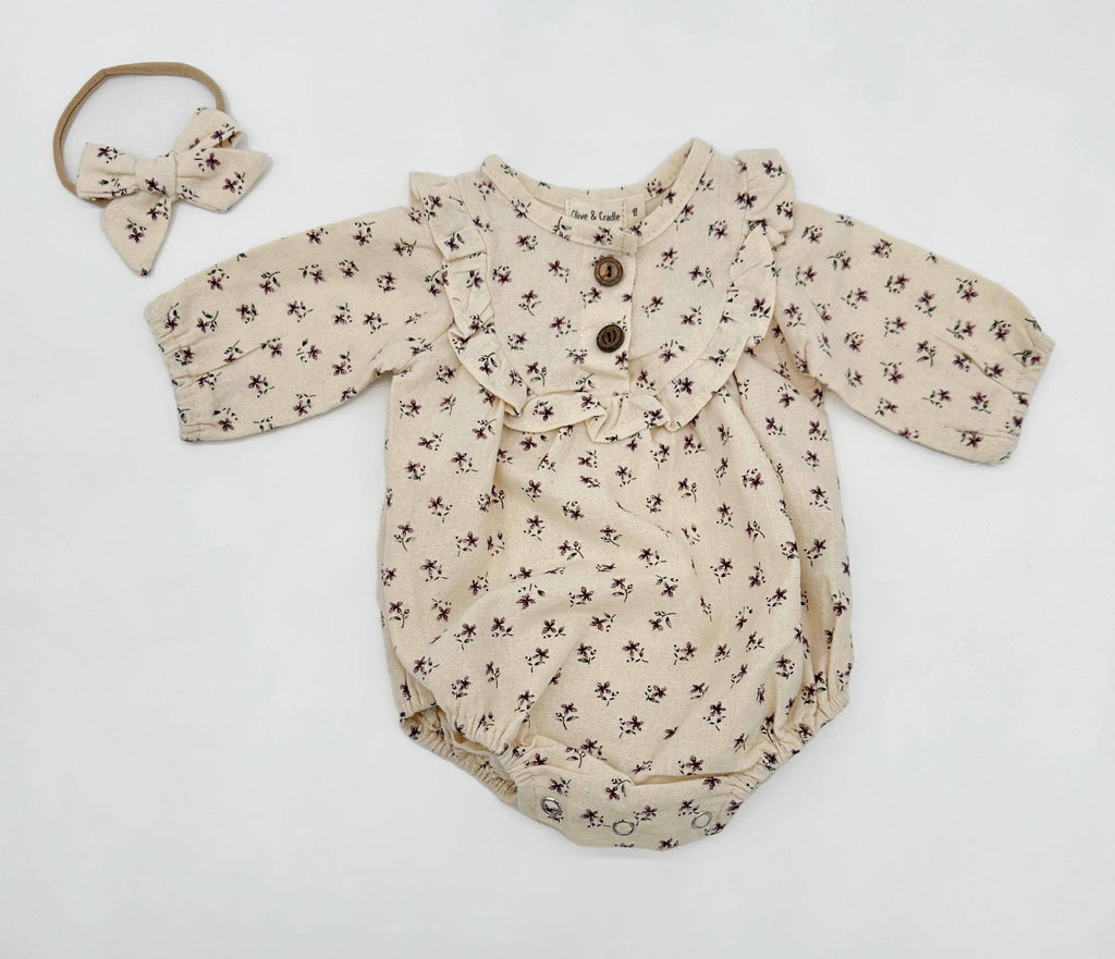 Claudia Soft Cotton Romper Set: Claudia 2pc w/ bow